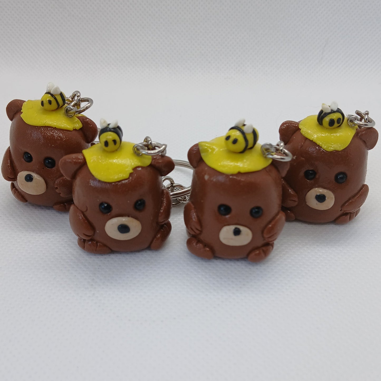 honey bear and bee polymer clay keyring