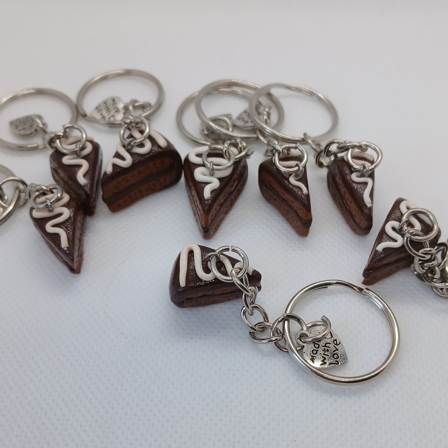 chocolate cake slice polymer clay keyring