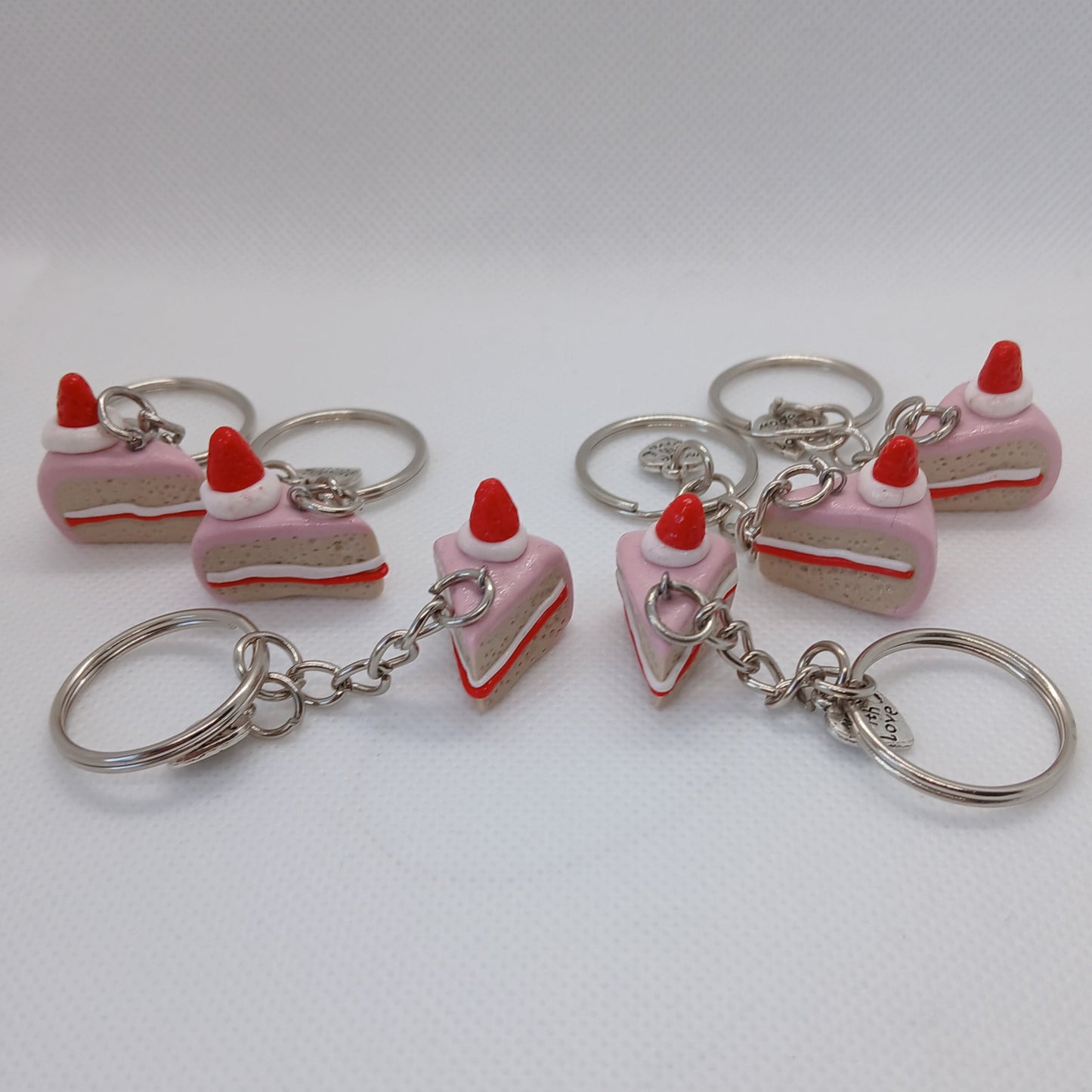 strawberry cake slice polymer clay keyring