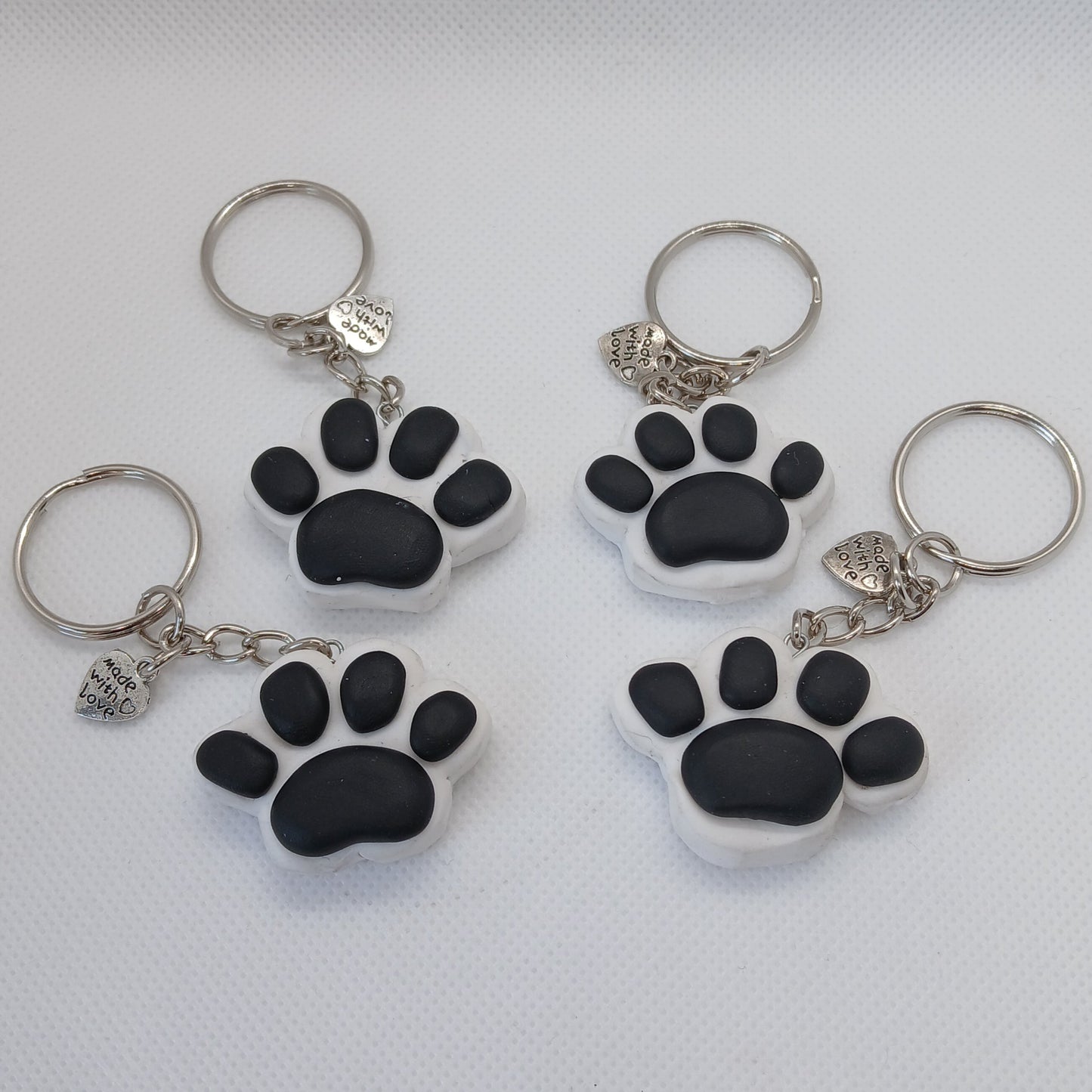 paw print polymer clay keyring