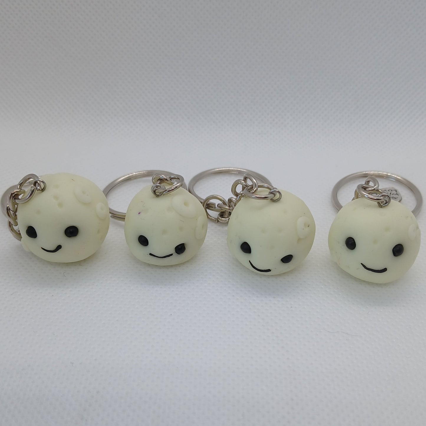 glow-in-the-dark moon polymer clay keyring