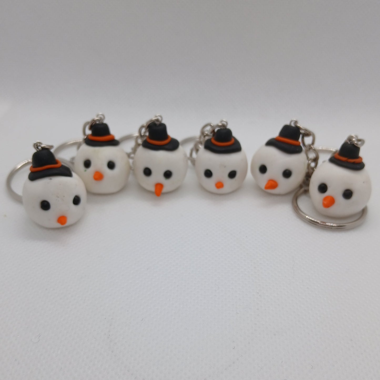 snowman head polymer clay keyring