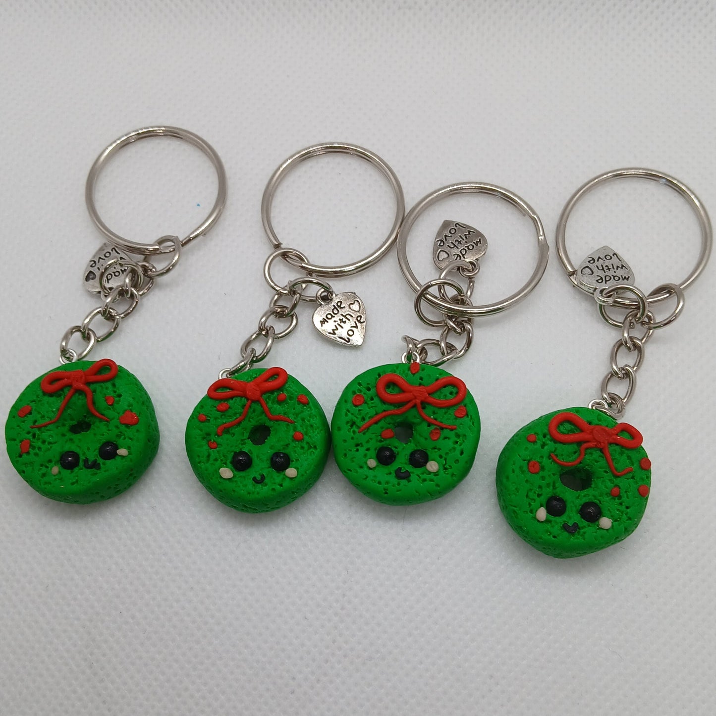 Christmas wreath polymer clay keyring