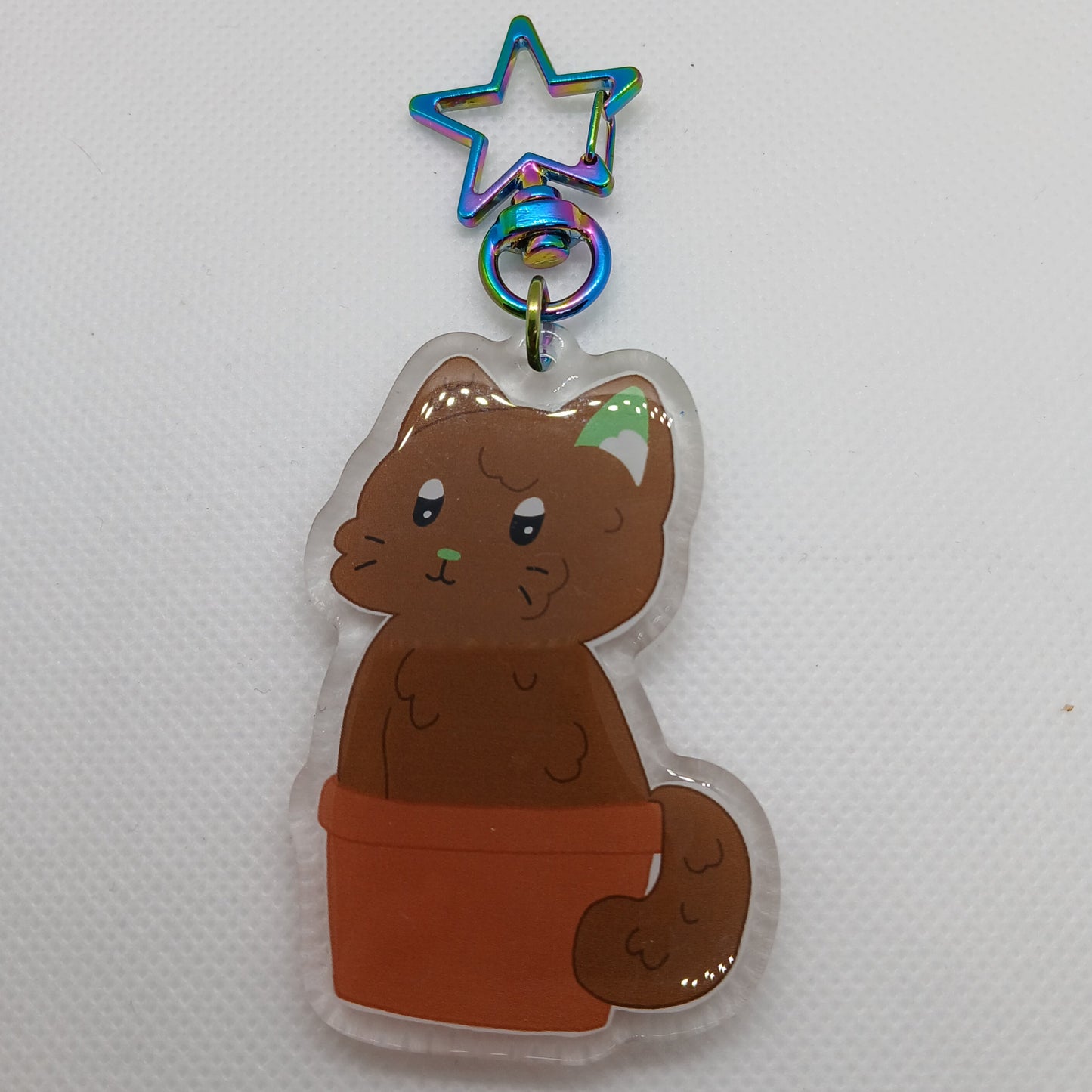 Perry the plant cat 2.5" acrylic keyring