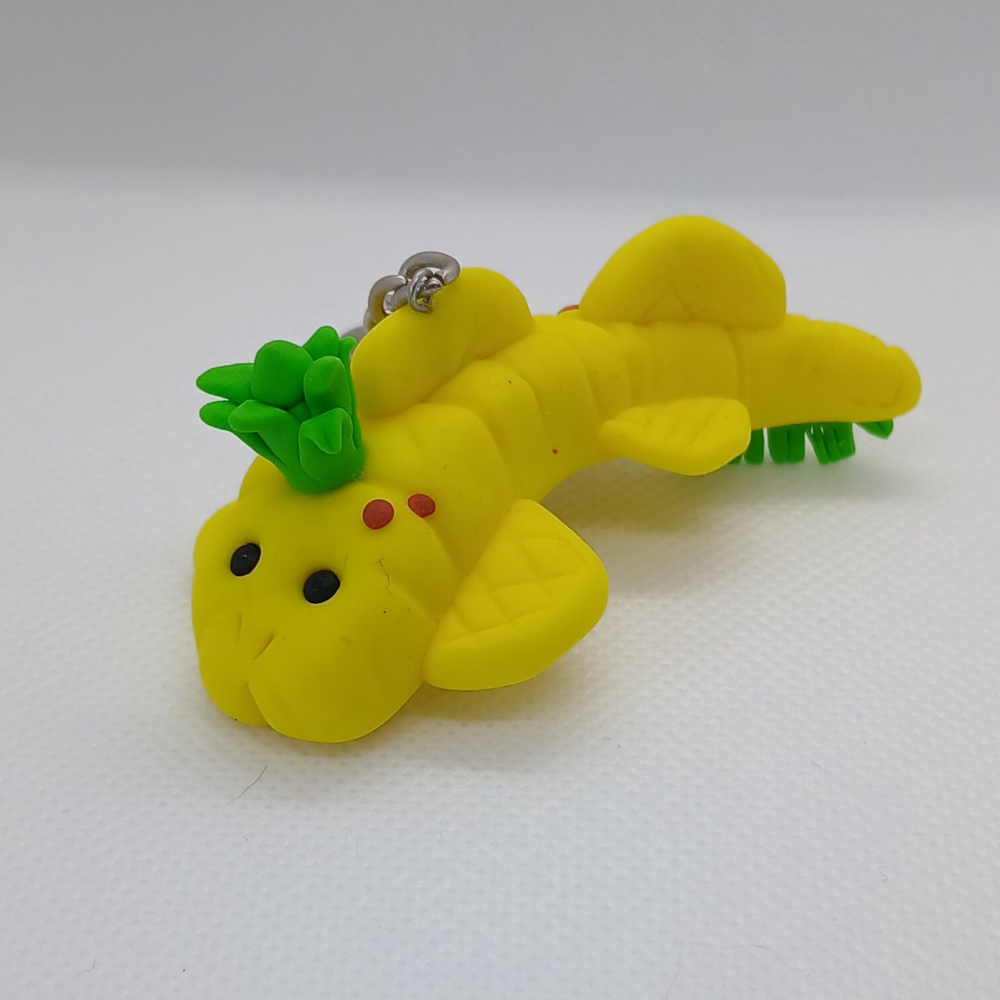 Peter the pineapple shark polymer clay keyring