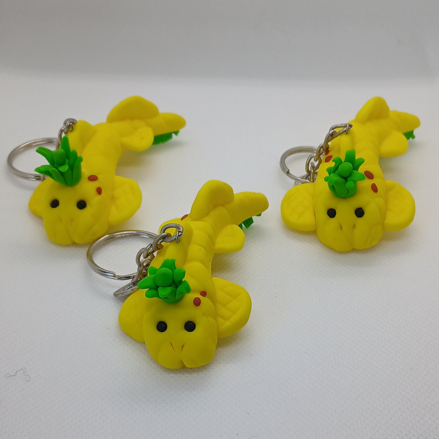 Peter the pineapple shark polymer clay keyring