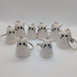 sparkly ghost cat polymer clay keyring