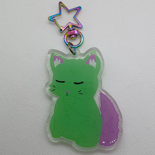 Lala the plant cat 2.5" acrylic keyring