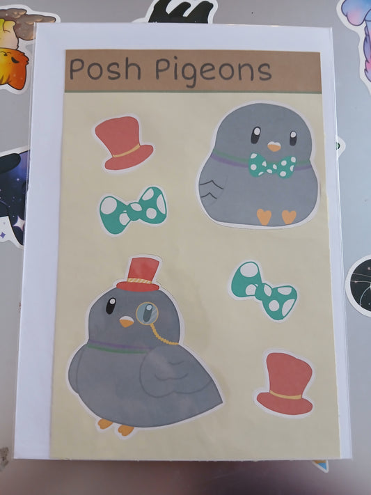 posh pigeon sticker sheet