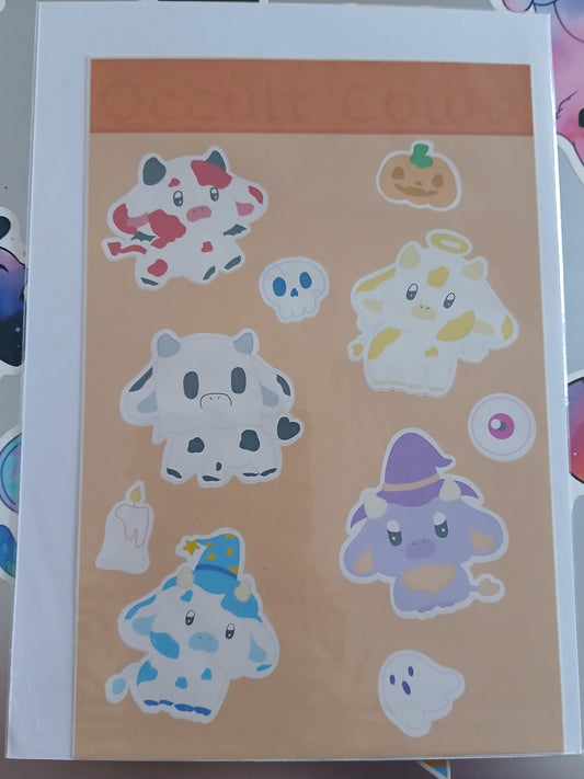 occult cow sticker sheet