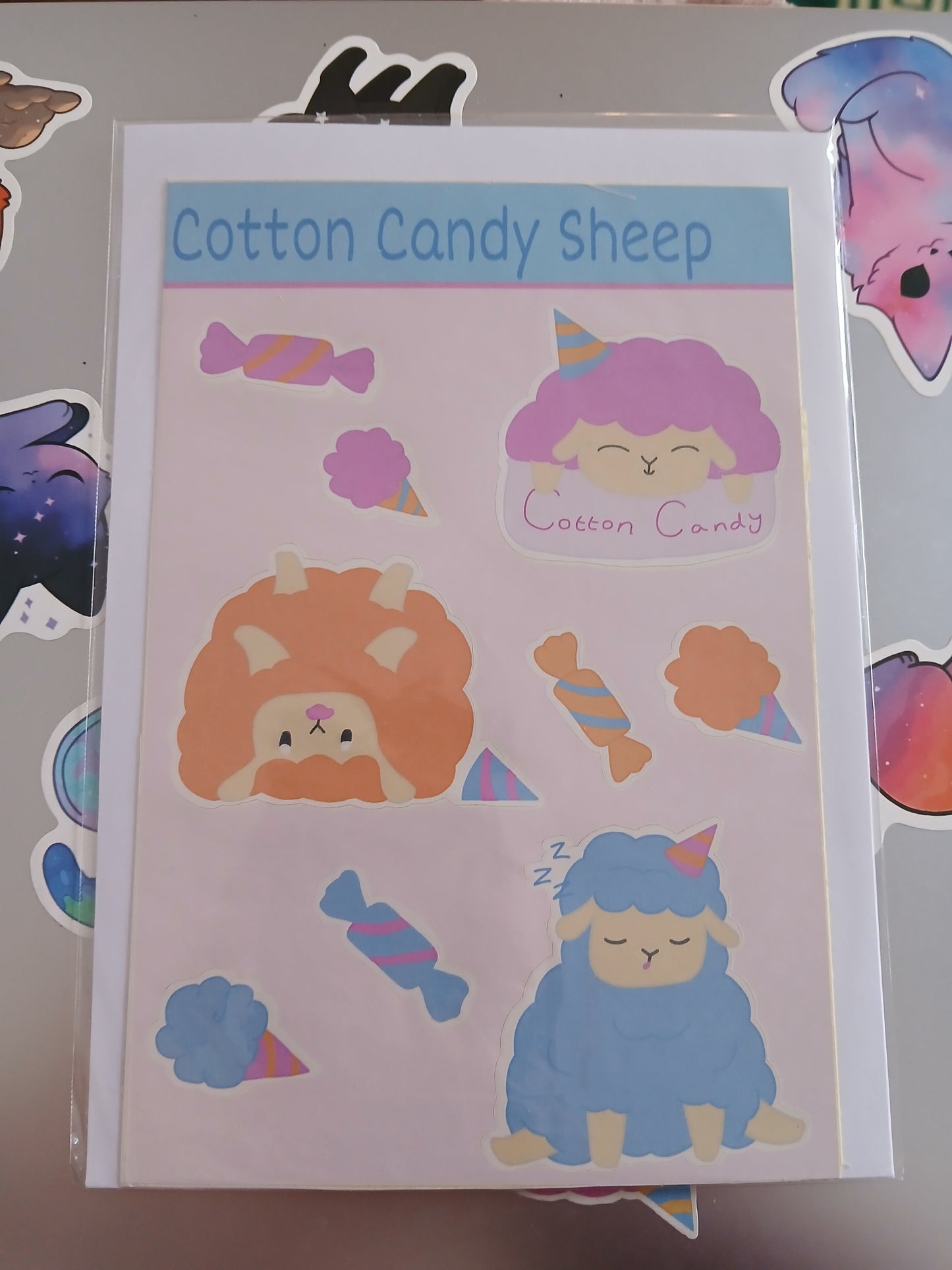 cotton candy sheep sticker sheet