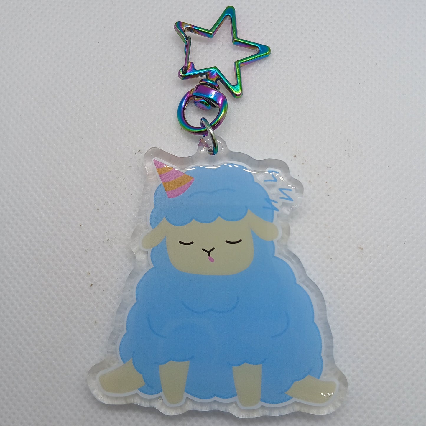 Bonnie the blue cotton candy sheep 2.5" acrylic keyring