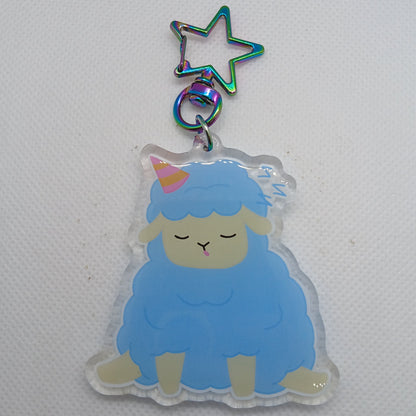 Bonnie the blue cotton candy sheep 2.5" acrylic keyring