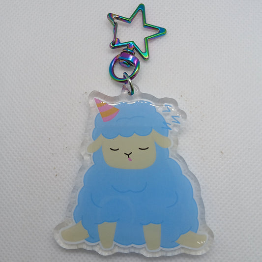 Bonnie the blue cotton candy sheep 2.5" acrylic keyring