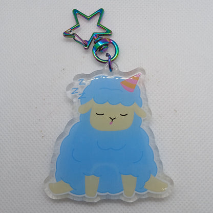 Bonnie the blue cotton candy sheep 2.5" acrylic keyring