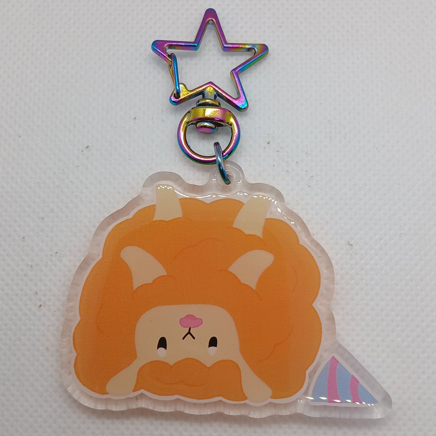 Ozzy the orange cotton candy sheep 2.5" acrylic keyring