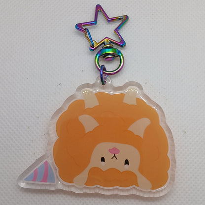 Ozzy the orange cotton candy sheep 2.5" acrylic keyring