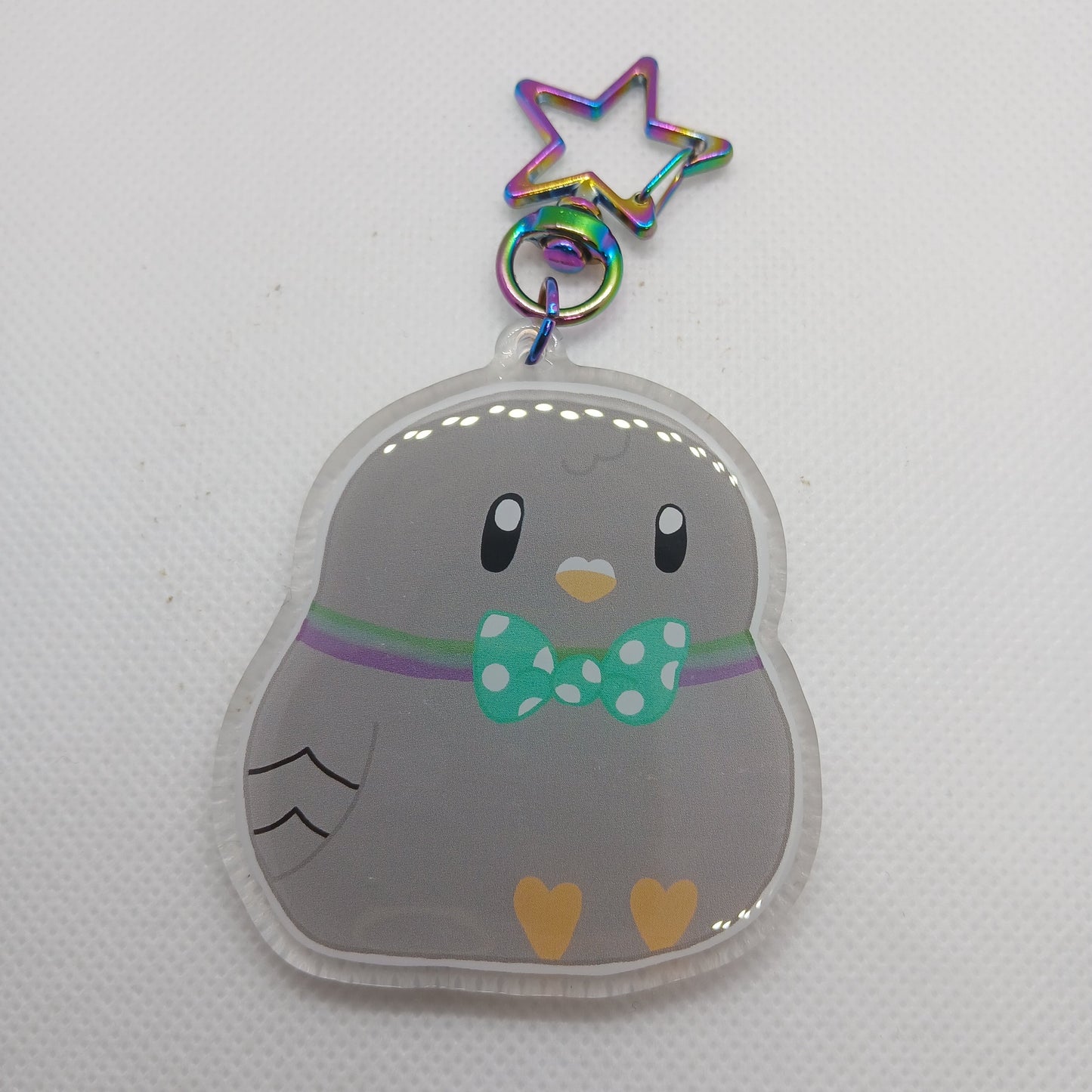 Parker the posh pigeon 2.5" acrylic keyring