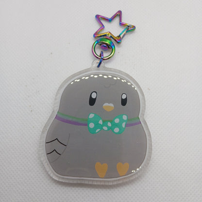 Parker the posh pigeon 2.5" acrylic keyring