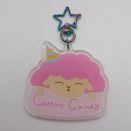Peaches the pink cotton candy sheep 2.5" acrylic keyring