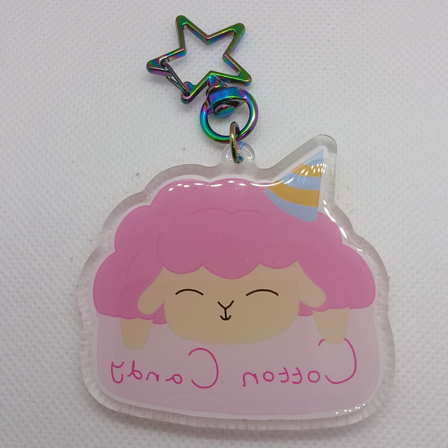 Peaches the pink cotton candy sheep 2.5" acrylic keyring