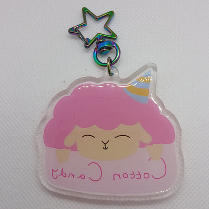 Peaches the pink cotton candy sheep 2.5" acrylic keyring