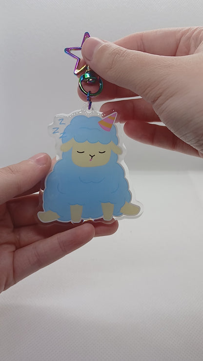 Bonnie the blue cotton candy sheep 2.5" acrylic keyring