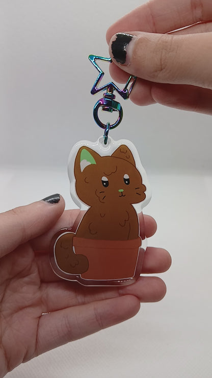 Perry the plant cat 2.5" acrylic keyring