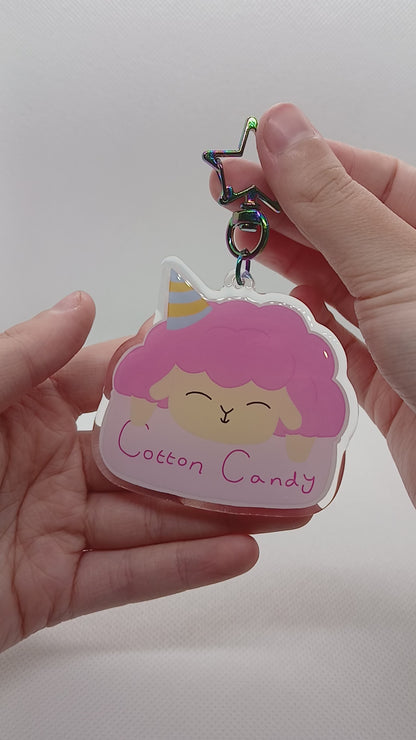 Peaches the pink cotton candy sheep 2.5" acrylic keyring