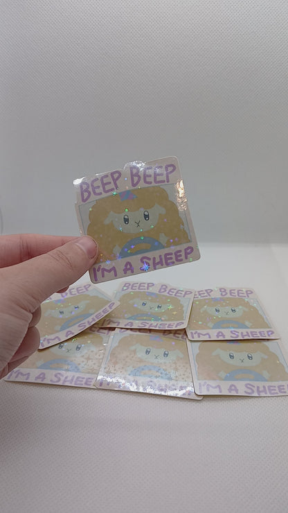 2" Ozzy the orange cotton candy sheep single sticker