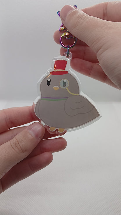 Prince the posh pigeon 2.5" acrylic keyring