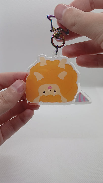 Ozzy the orange cotton candy sheep 2.5" acrylic keyring