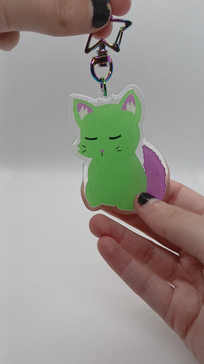 Lala the plant cat 2.5" acrylic keyring