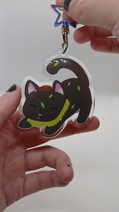 Sunny the plant cat 2.5" acrylic keyring