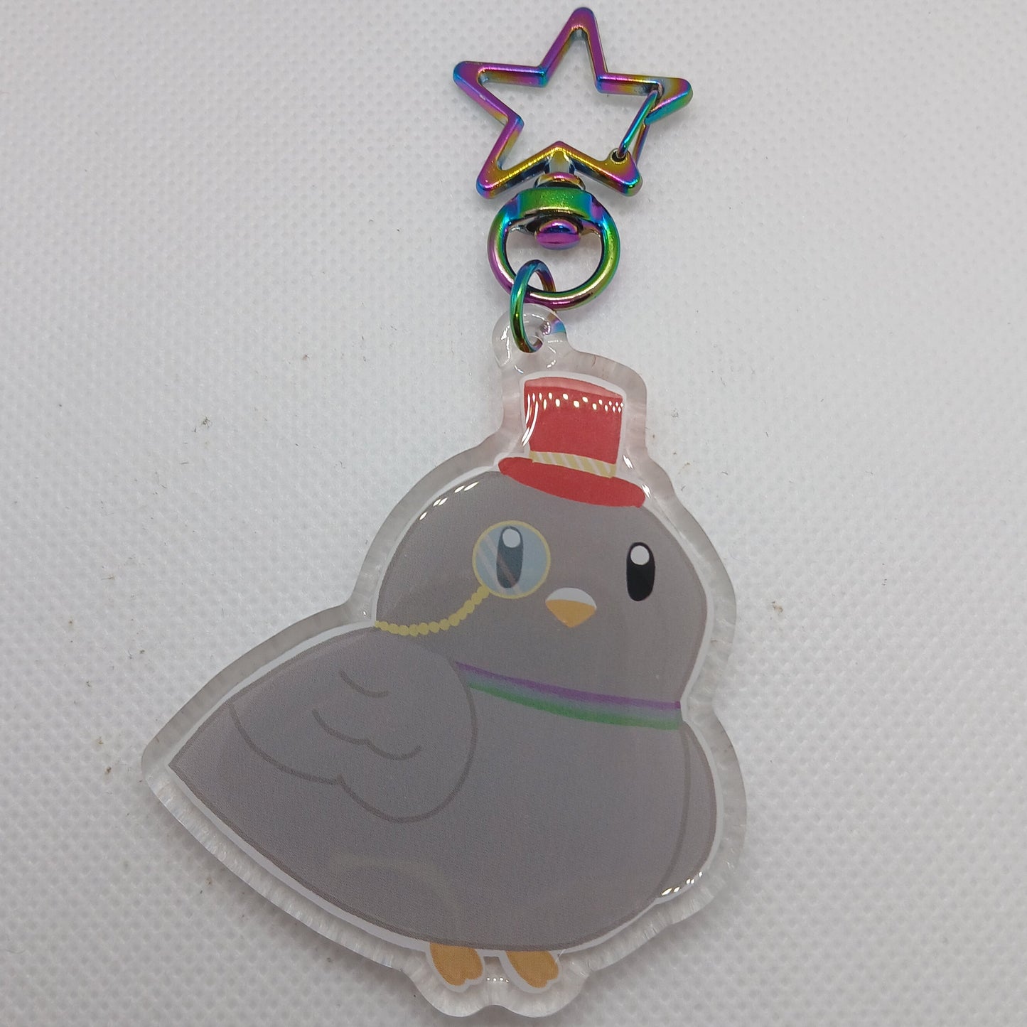 Prince the posh pigeon 2.5" acrylic keyring